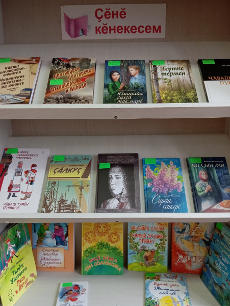 Книжная выставка «Сĕнĕ кĕнекесем» в Янгасинской сельской библиотеке