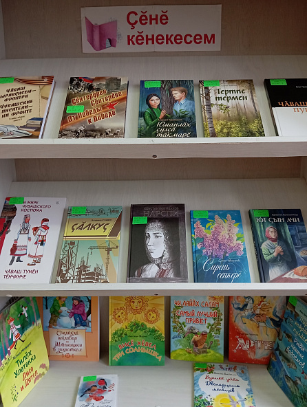 Книжная выставка «Сĕнĕ кĕнекесем» в Янгасинской сельской библиотеке